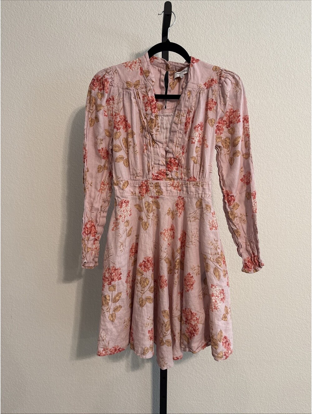 Peter Som Fit & Flare Floral Linen V-Neck Neck - Sz 4